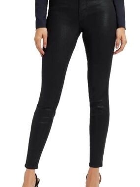 Good American Jeans Women 8/29 Black Coated Skinny Good Legs Stretch